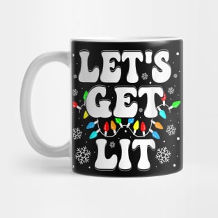Let's Get Lit Funny Christmas Lights Xmas Pajamas Holiday Mug